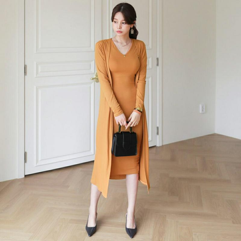 【新作10%OFF】ワンピ&カーディガンSET・全3色・t63656 レディース【ops】【韓国 ファッション セット商品 se