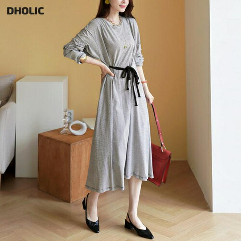 【新作10%OFF】リボンボーダーワンピース・全2色・t63657 レディース【ops】【韓国 ファッション ワンピース ミディ