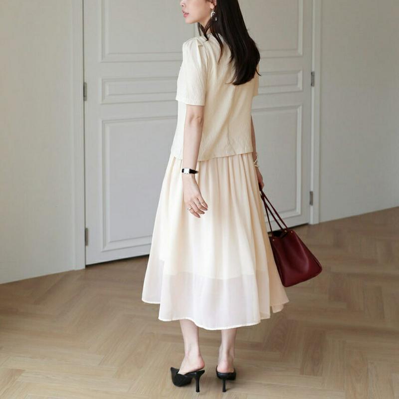 【新作10%OFF】ベルト付シフォンヘムワンピース・全1色・63666 レディース【ops】【韓国 ファッション ワンピース ロ