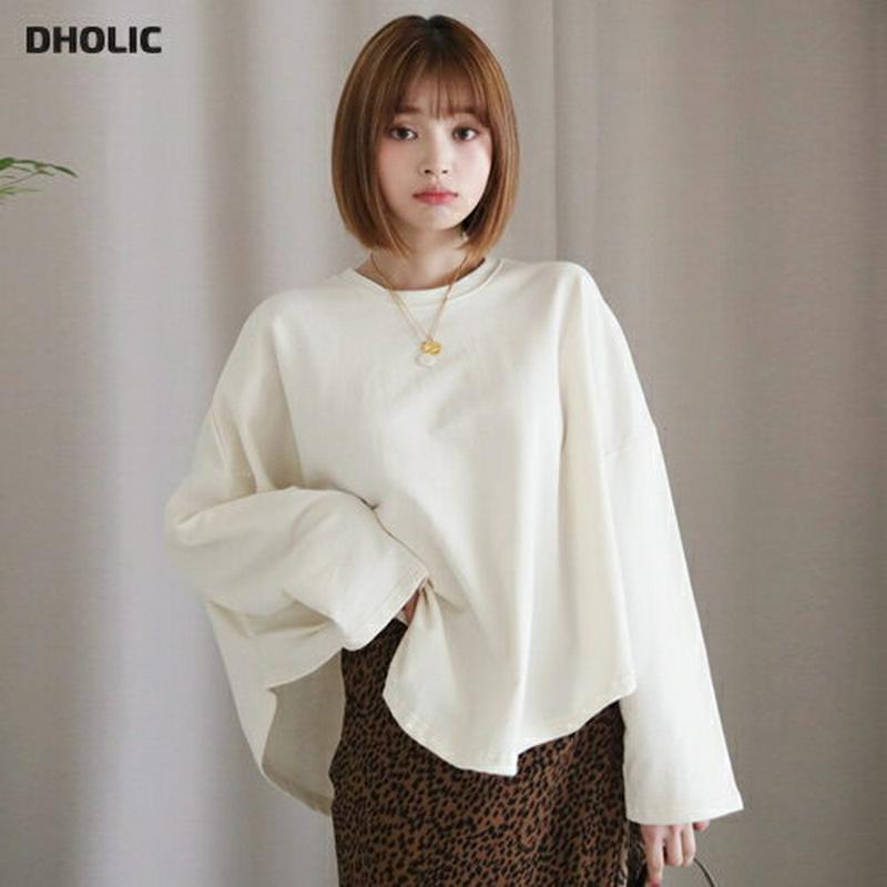 【新作10%OFF】アンバランスラウンドヘムTシャツ・全3色・t60619 レディース【tops】【韓国 ファッション トップス