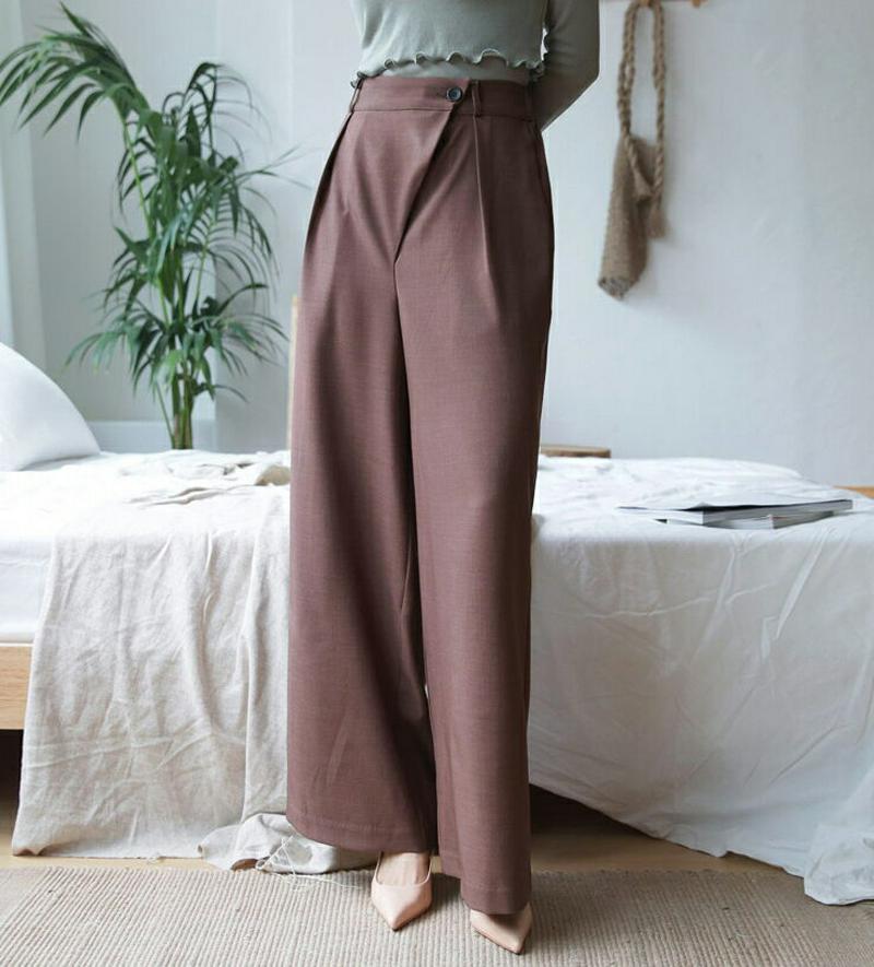 【新作10%OFF】ダイアゴナルワイドパンツ・全2色・t60639 レディース【pt】【韓国 ファッション ボトムス ズボン パ