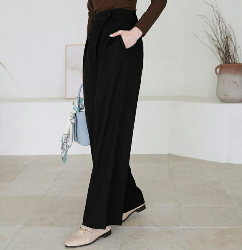 【新作10%OFF】ダイアゴナルワイドパンツ・全2色・t60639 レディース【pt】【韓国 ファッション ボトムス ズボン パ