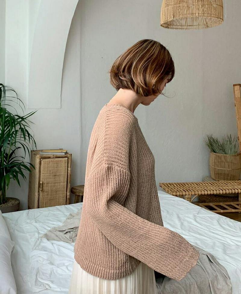 【新作10%OFF】Vネックルーズニット・全5色・b60613 レディース【tops】【韓国 ファッション トップス ニット ニ