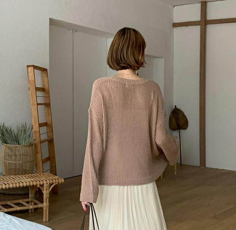 【新作10%OFF】Vネックルーズニット・全5色・b60613 レディース【tops】【韓国 ファッション トップス ニット ニ