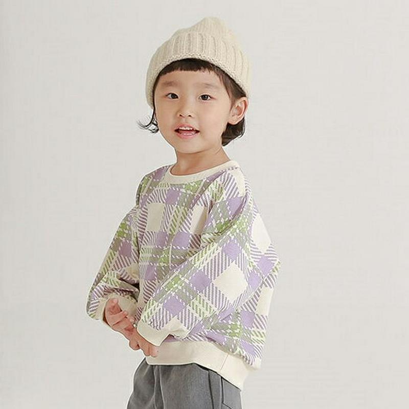 【新作10%OFF】チェック柄スウェット・u04970 キッズ【3~8才】【tops】【トップス スウェット トレーナー チェッ