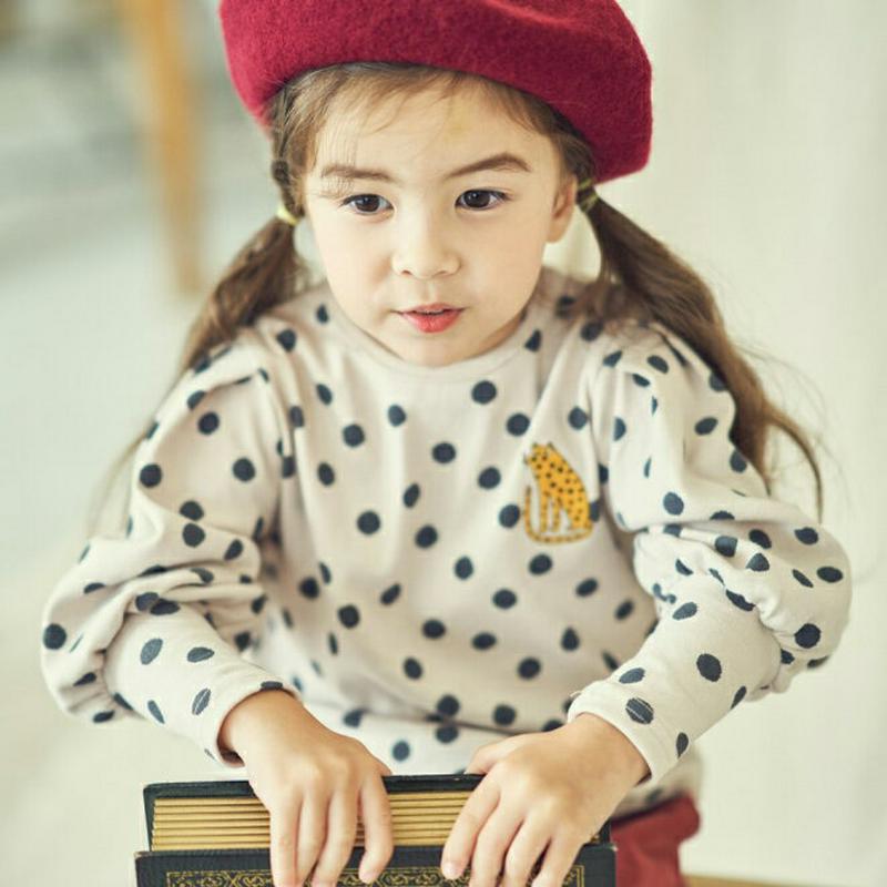 【新作10%OFF】ドットパフスリーブTシャツ・u04955 キッズ【3~8才】【tops】【トップス Tシャツ 長袖 パフスリ