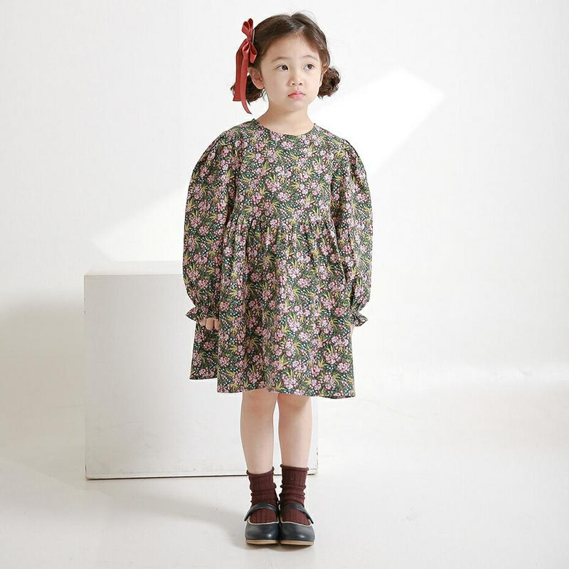 【新作10%OFF】2TYPEボリュームスリーブワンピース・u04971 キッズ【3~8才】【ops】【ワンピース ミディ丈 ミ