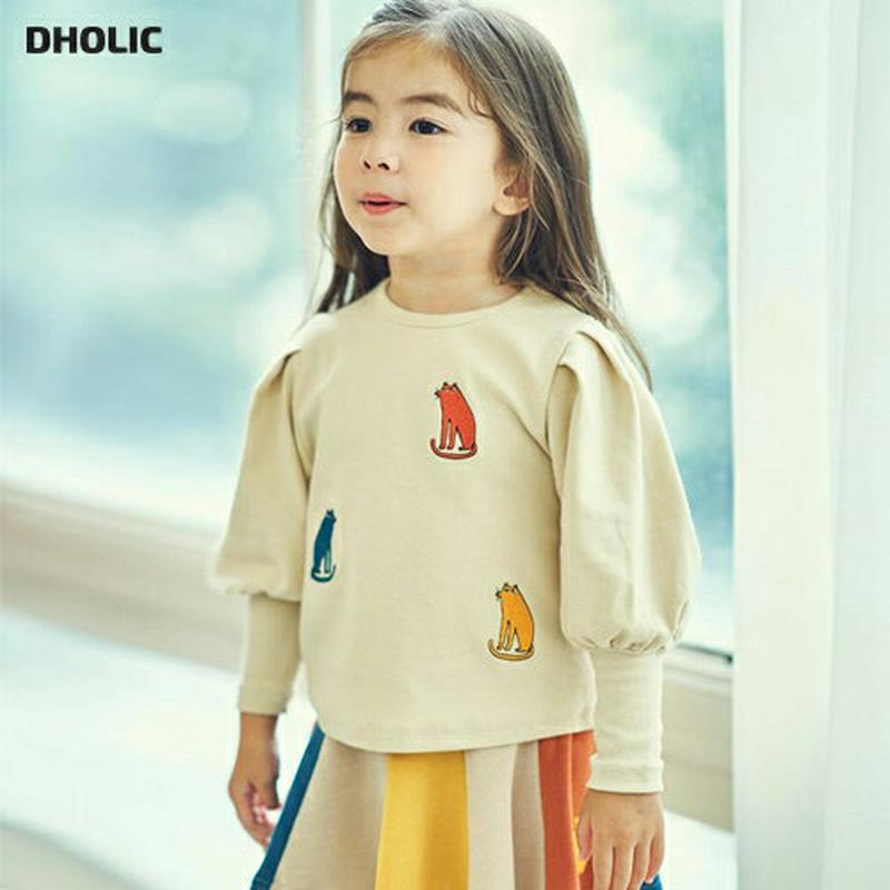 【新作10%OFF】キャットパフスリーブTシャツ・u04966 キッズ【3~8才】【tops】【トップス Tシャツ 長袖 パフス