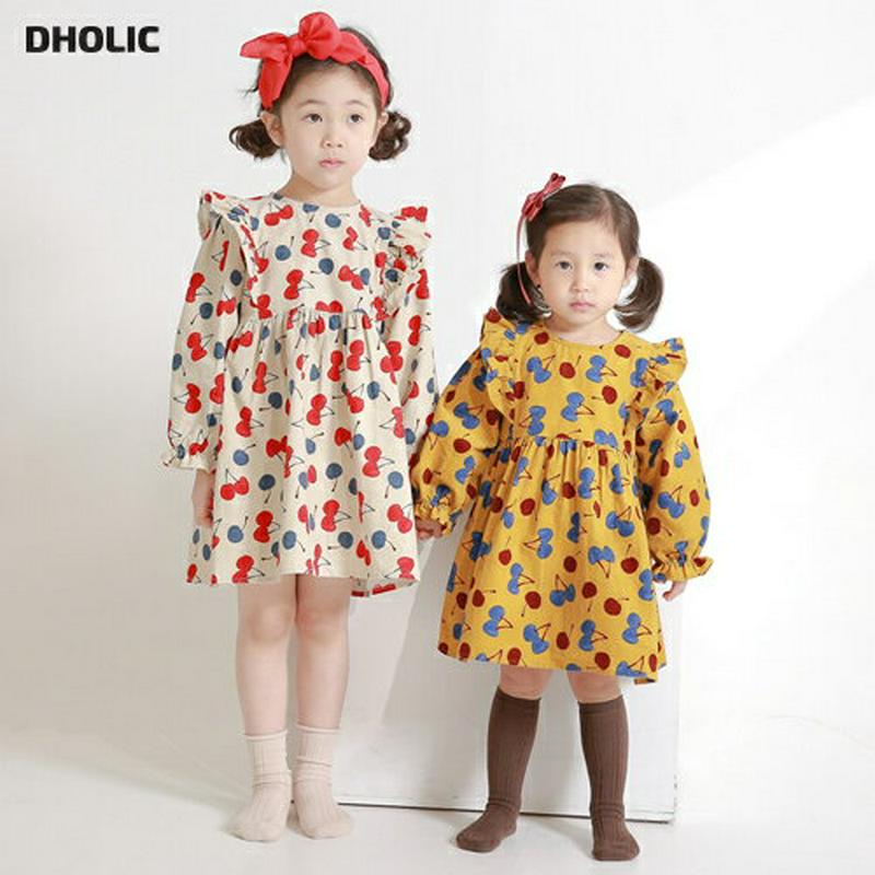 【新作10%OFF】チェリー柄フリルラインワンピース・u04976 キッズ【3~8才】【ops】【ワンピース ミディ丈 ミディワ