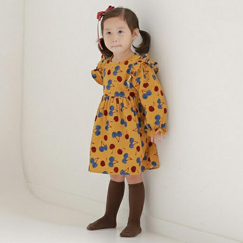 【新作10%OFF】チェリー柄フリルラインワンピース・u04976 キッズ【3~8才】【ops】【ワンピース ミディ丈 ミディワ