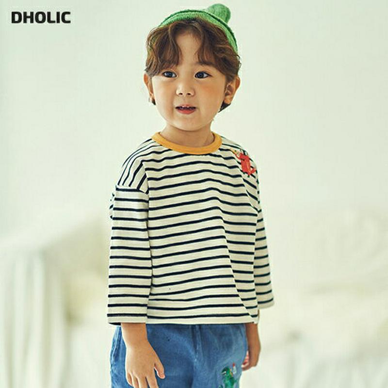 【新作10%OFF】刺繍ポイントボーダーTシャツ・u04941 キッズ【3~8才】【tops】【トップス Tシャツ ロングスリー