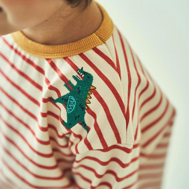 【新作10%OFF】刺繍ポイントボーダーTシャツ・u04941 キッズ【3~8才】【tops】【トップス Tシャツ ロングスリー