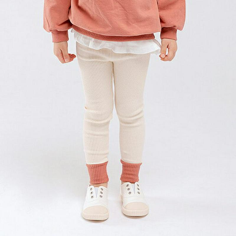 【新作10%OFF】コントラストヘムリブレギンス・u04932 キッズ【3~8才】【pt】【レギンス パンツ ズボン ボトムス 