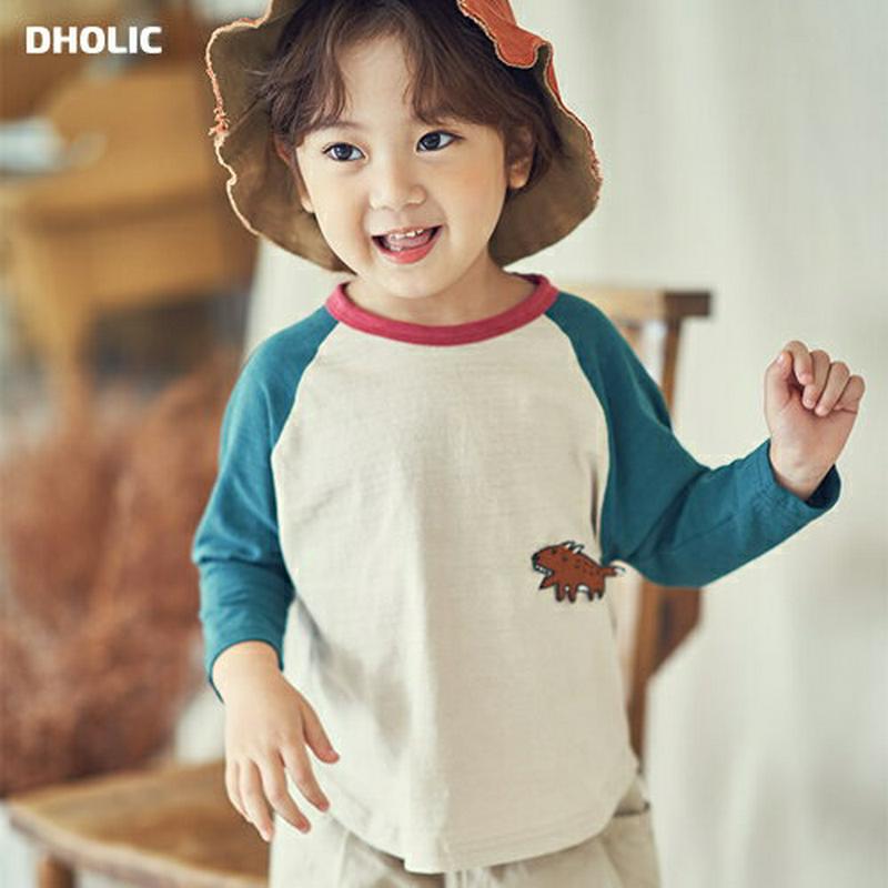 【新作10%OFF】配色ラグランスリーブアニマルTシャツ・u04968 キッズ【3~8才】【tops】【トップス Tシャツ 長袖