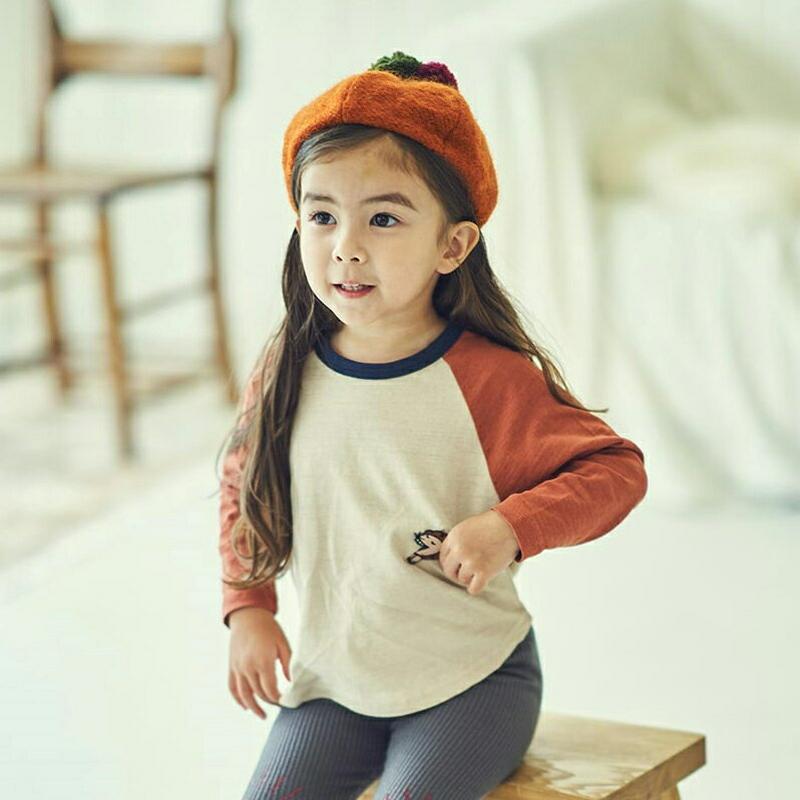 【新作10%OFF】配色ラグランスリーブアニマルTシャツ・u04968 キッズ【3~8才】【tops】【トップス Tシャツ 長袖