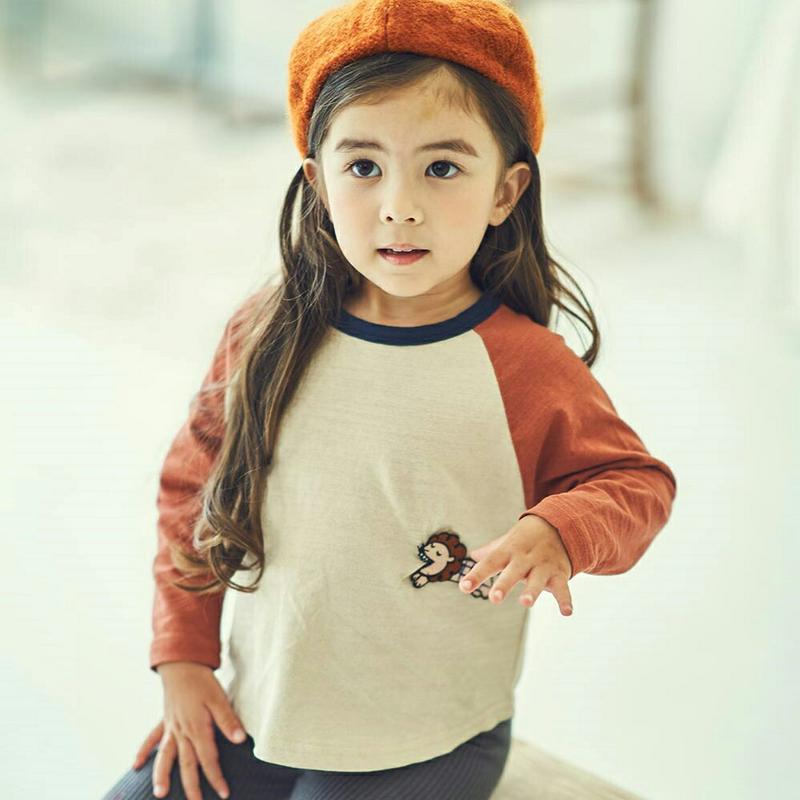 【新作10%OFF】配色ラグランスリーブアニマルTシャツ・u04968 キッズ【3~8才】【tops】【トップス Tシャツ 長袖