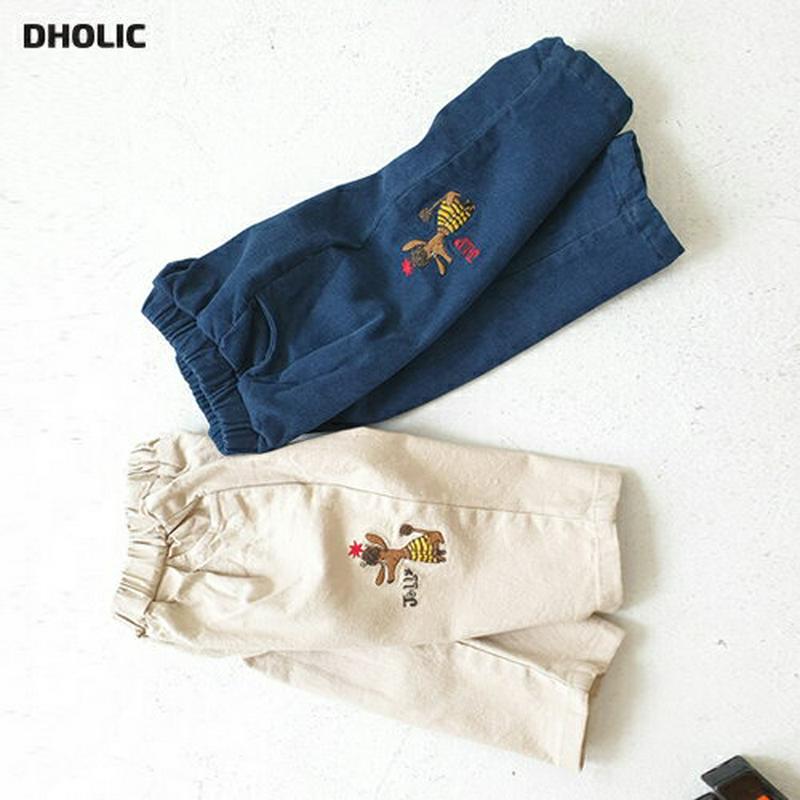 【新作10%OFF】ドッグパッチポイントパンツ・u04963 キッズ【3~8才】【pt】【ボトムズ パンツ ズボン パッチ いぬ
