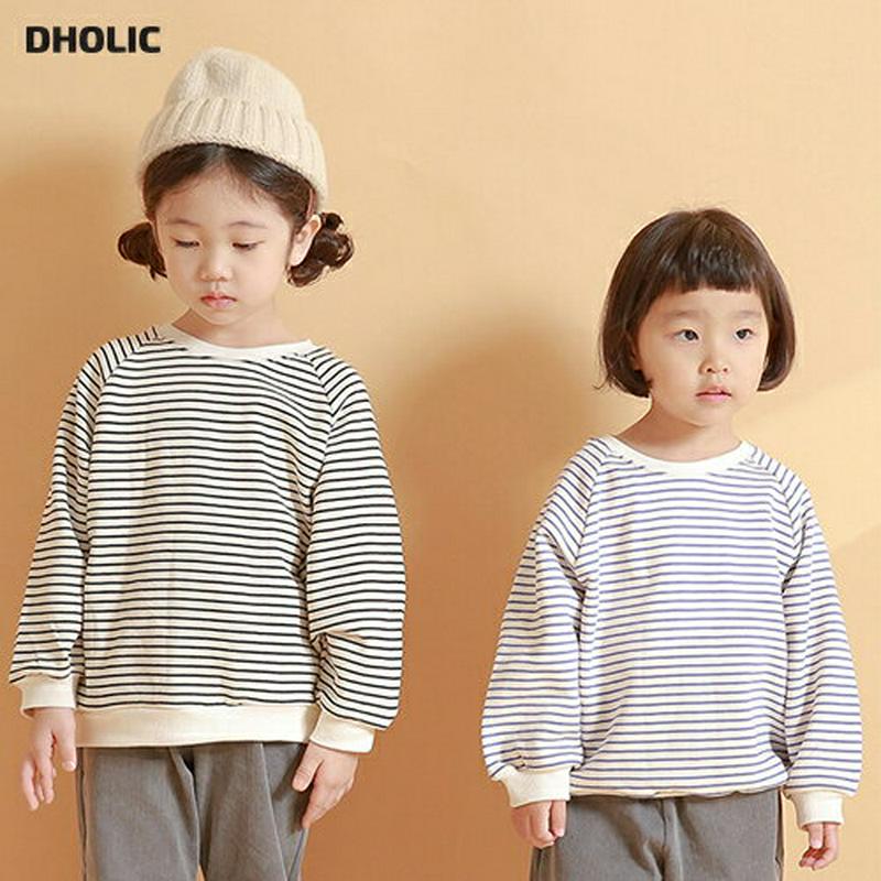 【新作10%OFF】ボーダーラグランスウェット・u04977 キッズ【3~8才】【tops】【トップス スウェット トレーナー 