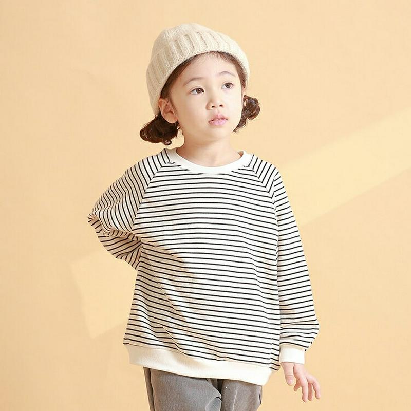 【新作10%OFF】ボーダーラグランスウェット・u04977 キッズ【3~8才】【tops】【トップス スウェット トレーナー 