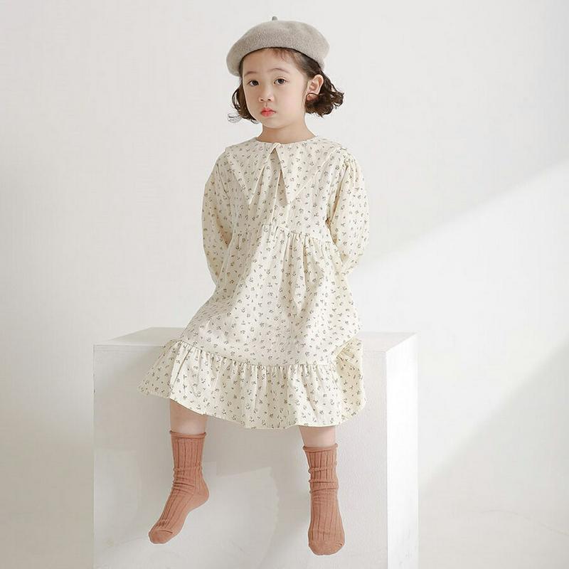 【新作10%OFF】小花柄カラーバルーンスリーブワンピース・u04972 キッズ【3~8才】【ops】【ワンピース ミディ丈 ミ