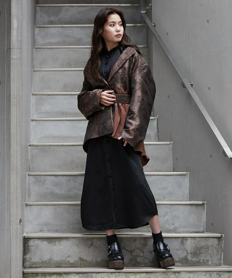 サテンロングワンピース