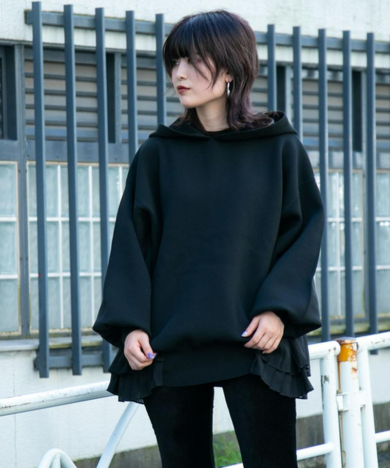 プリーツドッキングニットフーディー