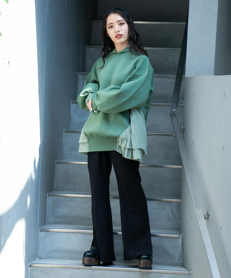 プリーツドッキングニットフーディー