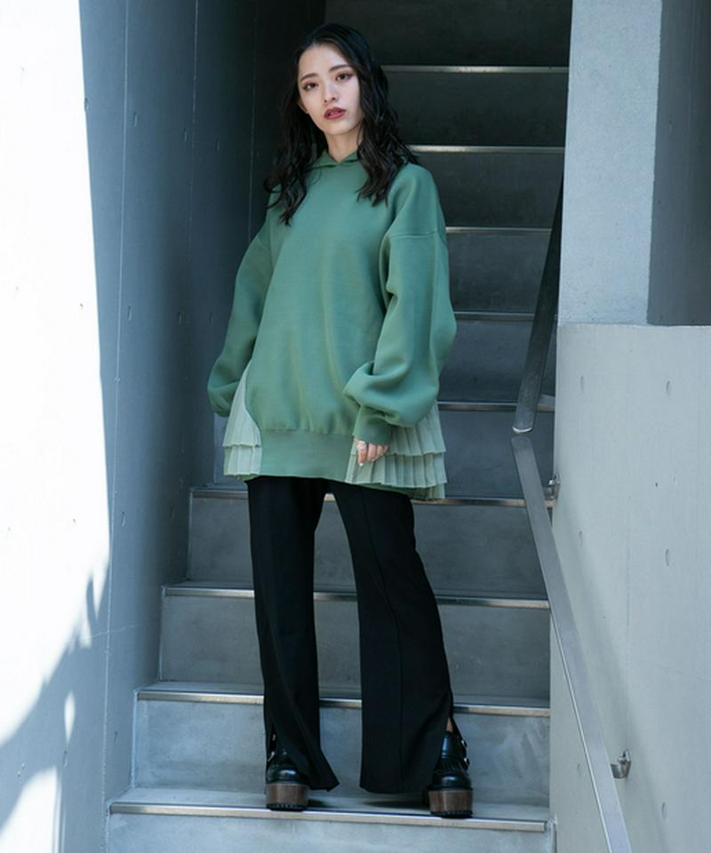 プリーツドッキングニットフーディー