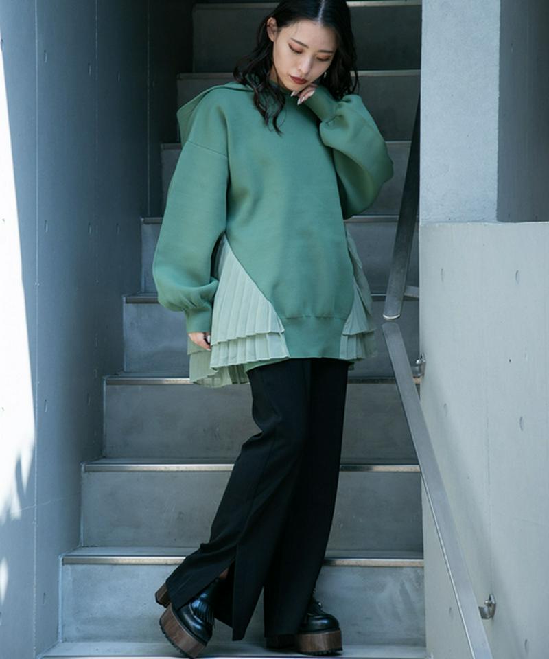 プリーツドッキングニットフーディー