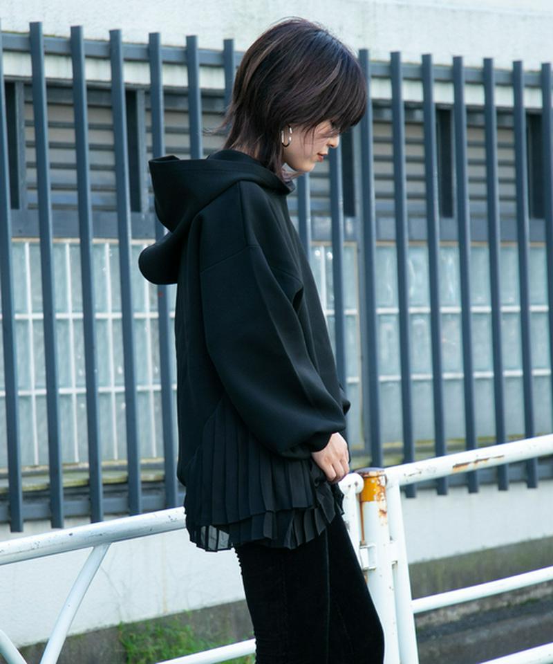 プリーツドッキングニットフーディー