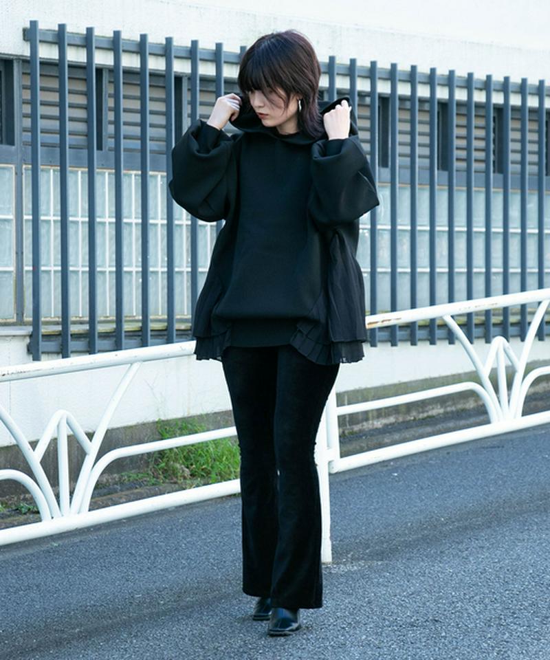 プリーツドッキングニットフーディー