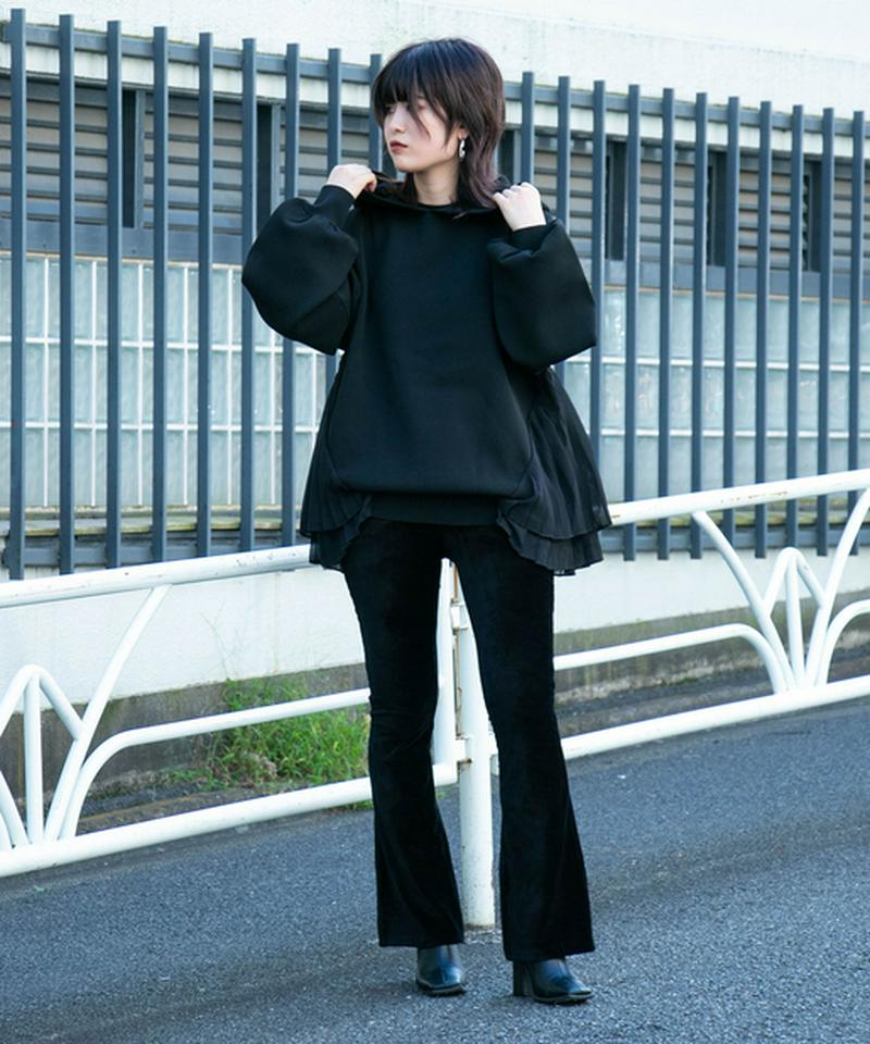 プリーツドッキングニットフーディー