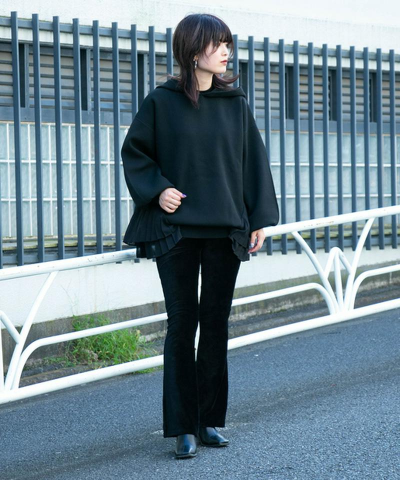 プリーツドッキングニットフーディー