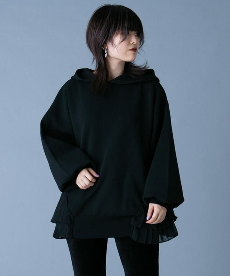 プリーツドッキングニットフーディー