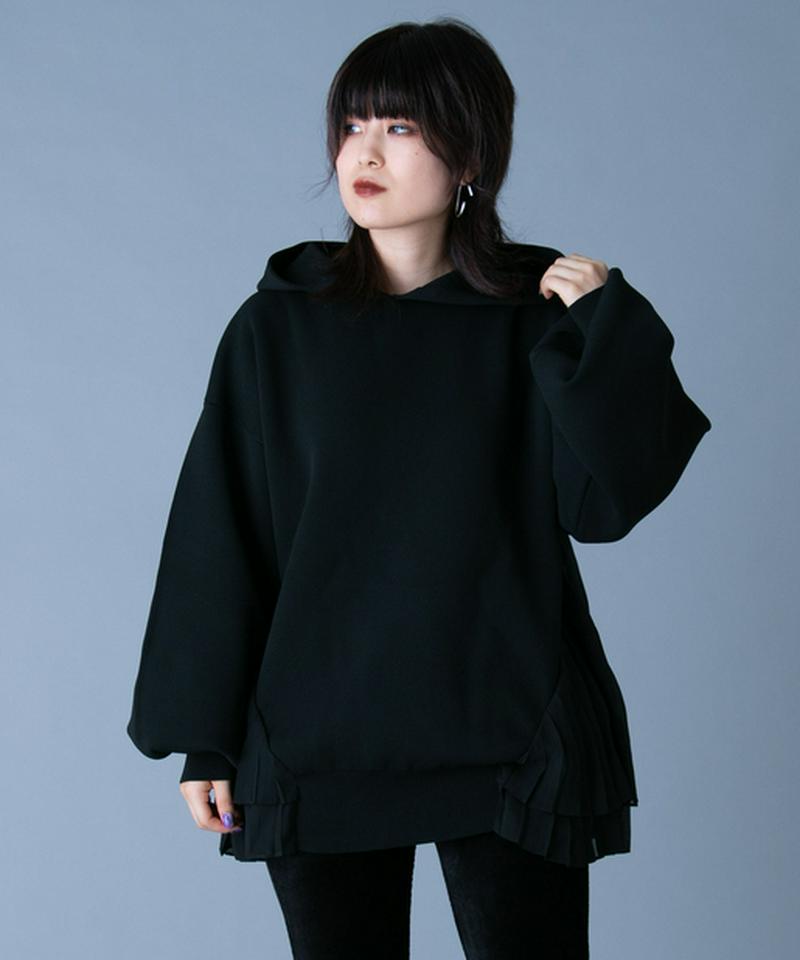 プリーツドッキングニットフーディー