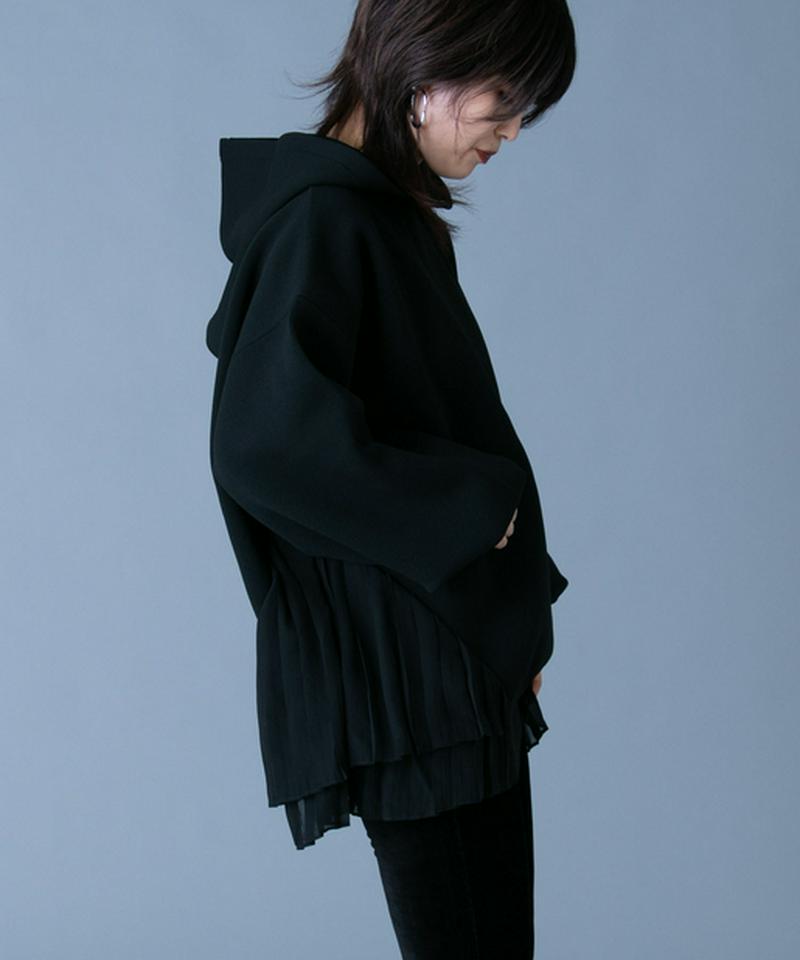 プリーツドッキングニットフーディー