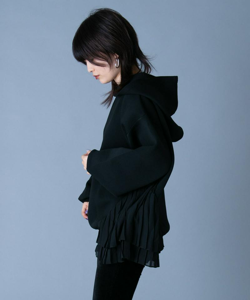 プリーツドッキングニットフーディー