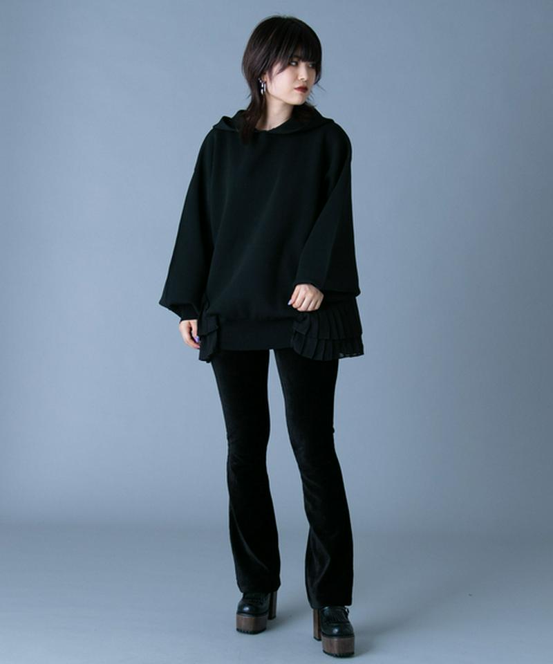 プリーツドッキングニットフーディー