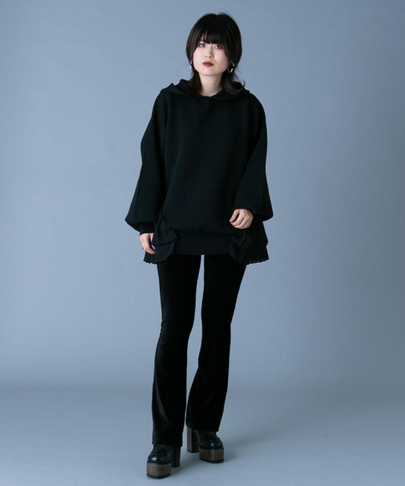 プリーツドッキングニットフーディー