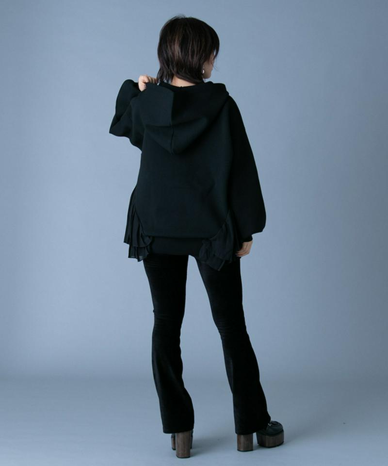 プリーツドッキングニットフーディー