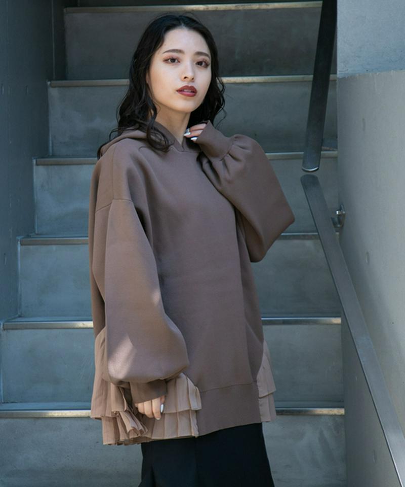 プリーツドッキングニットフーディー