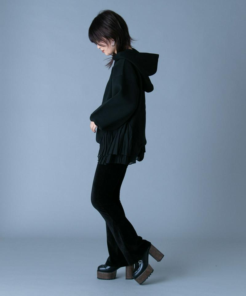 プリーツドッキングニットフーディー