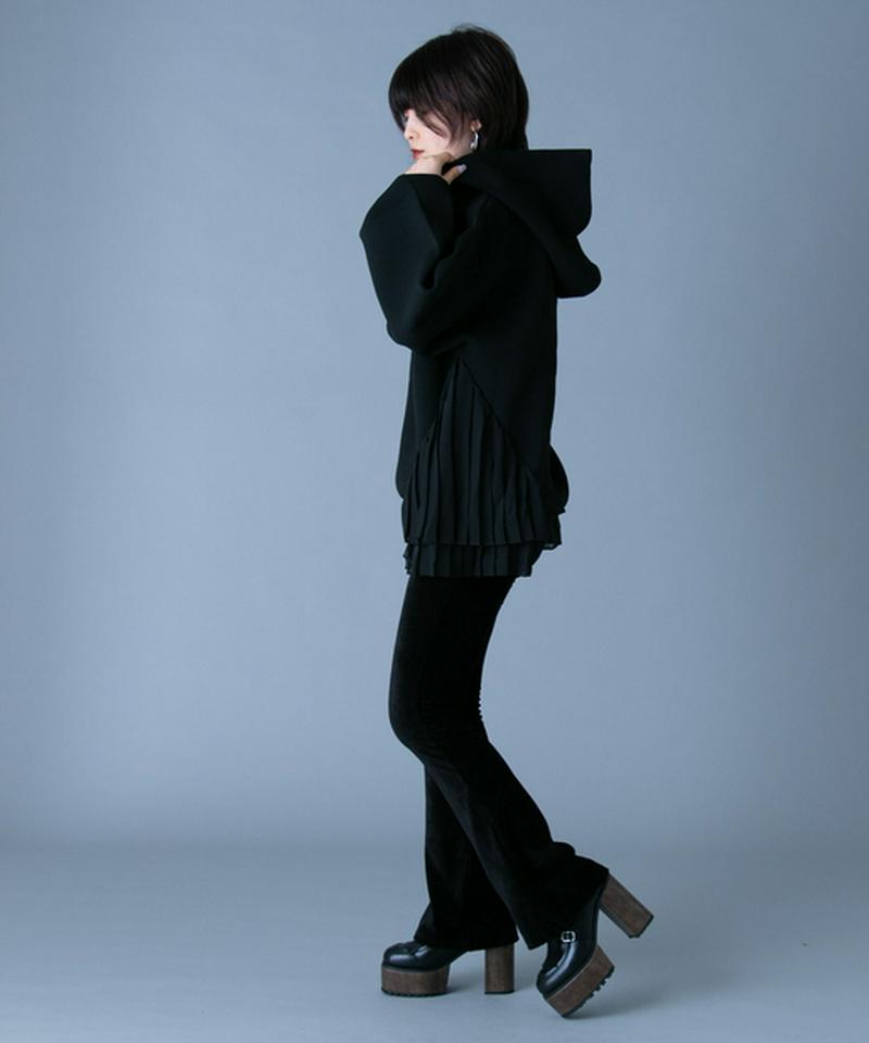 プリーツドッキングニットフーディー