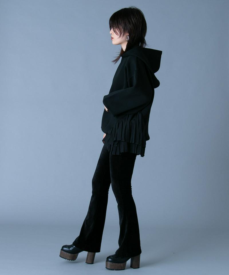 プリーツドッキングニットフーディー