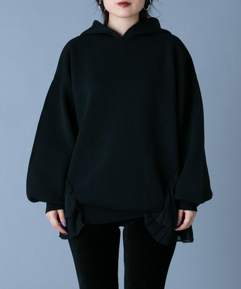 プリーツドッキングニットフーディー