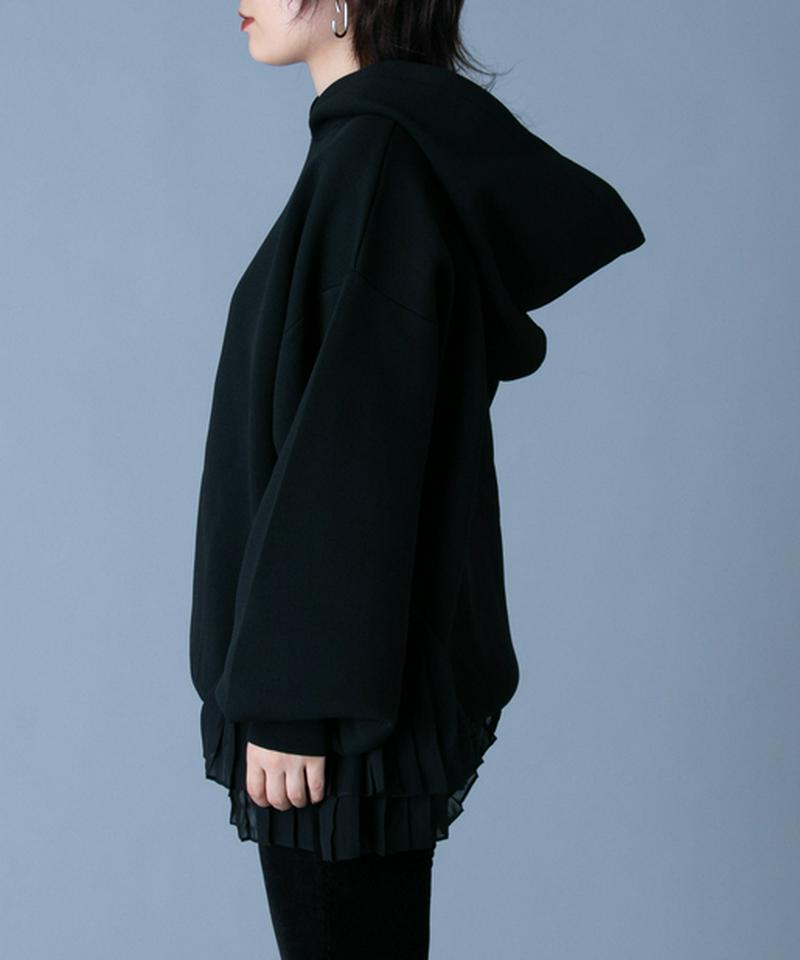 プリーツドッキングニットフーディー