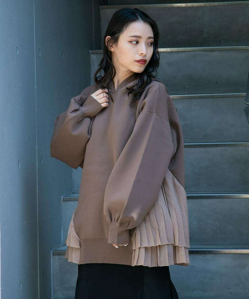 プリーツドッキングニットフーディー