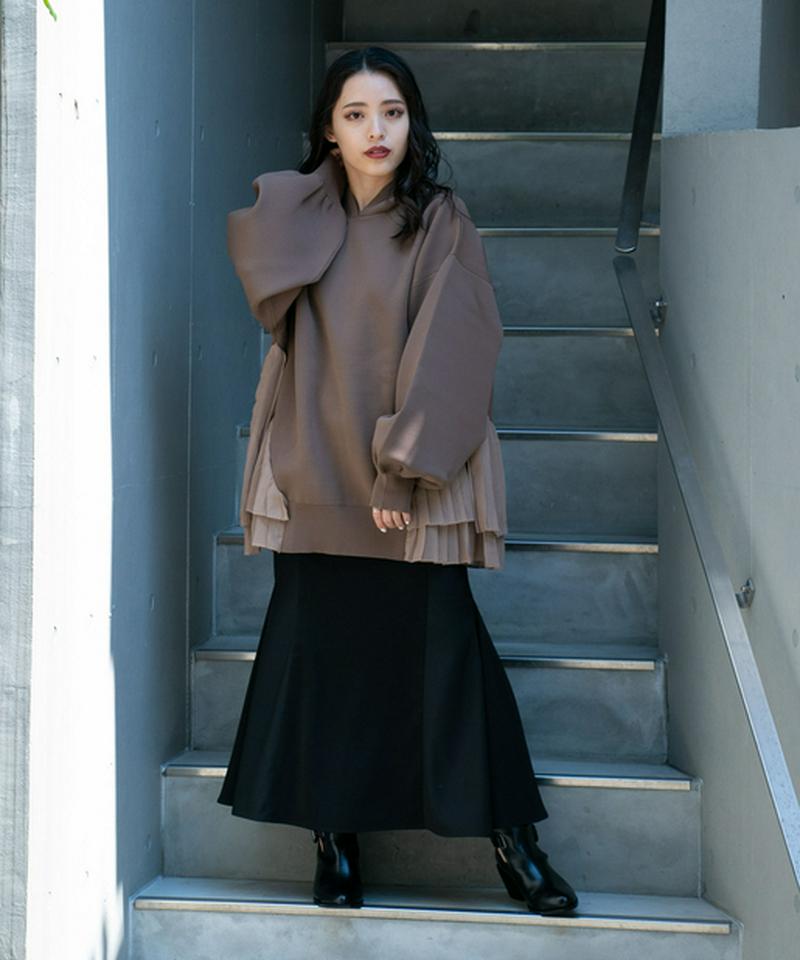 プリーツドッキングニットフーディー