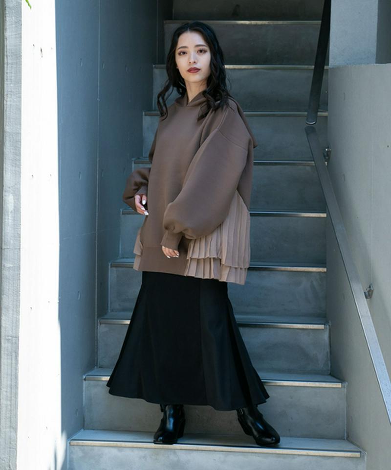 プリーツドッキングニットフーディー