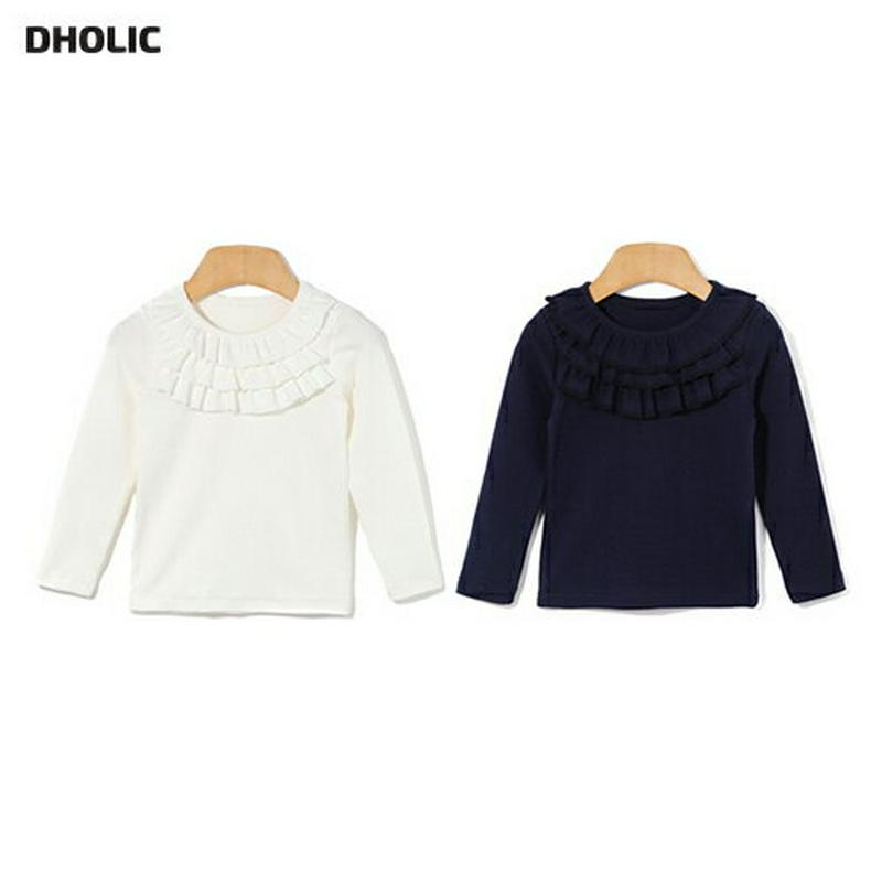 フリルネックTシャツ・p005043 キッズ【3~8才】【tops】【トップス Tシャツ ロングスリーブ 長袖 ラウンドネック フリル フリルネック シンプル 単色 ガーリー 女の子 韓国 韓国子供服 子供 こども 子供服 こども服】【KIDS】